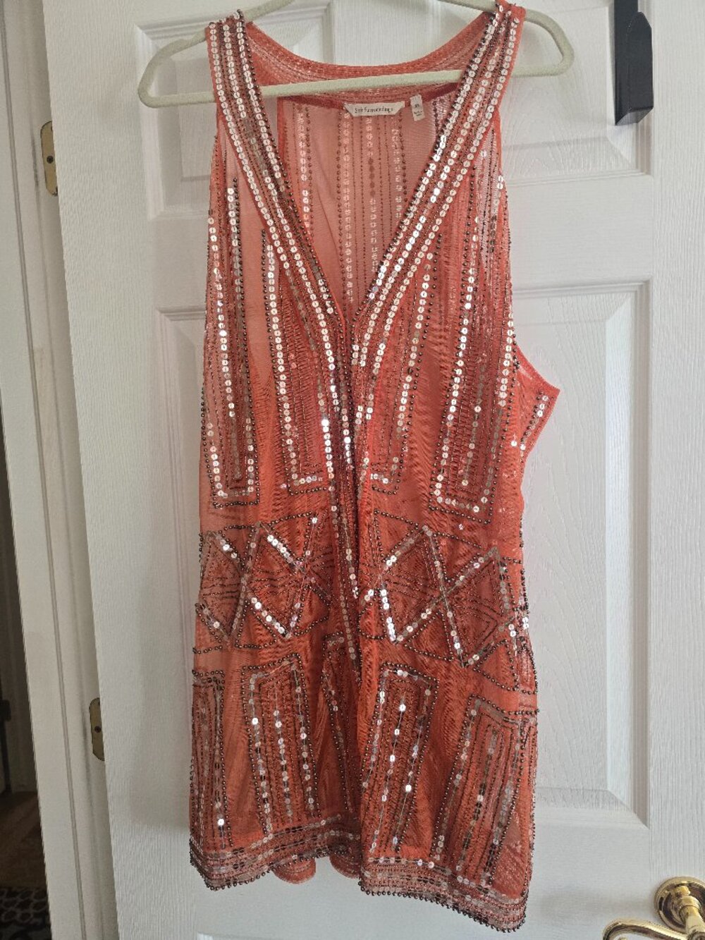 Soft Surroundings Orange Sequined Vest 3x Perfect for Fall!